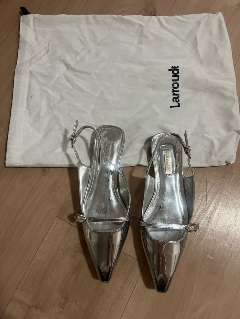 Silver Metallic Slingback Pumps